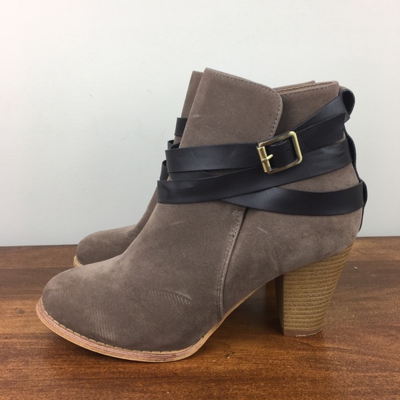 MI.IM URBAN-02 Ankle Bootie Heeled Boots Tan Faux Fur Lined Women’s Size 8 - Picture 3 of 11